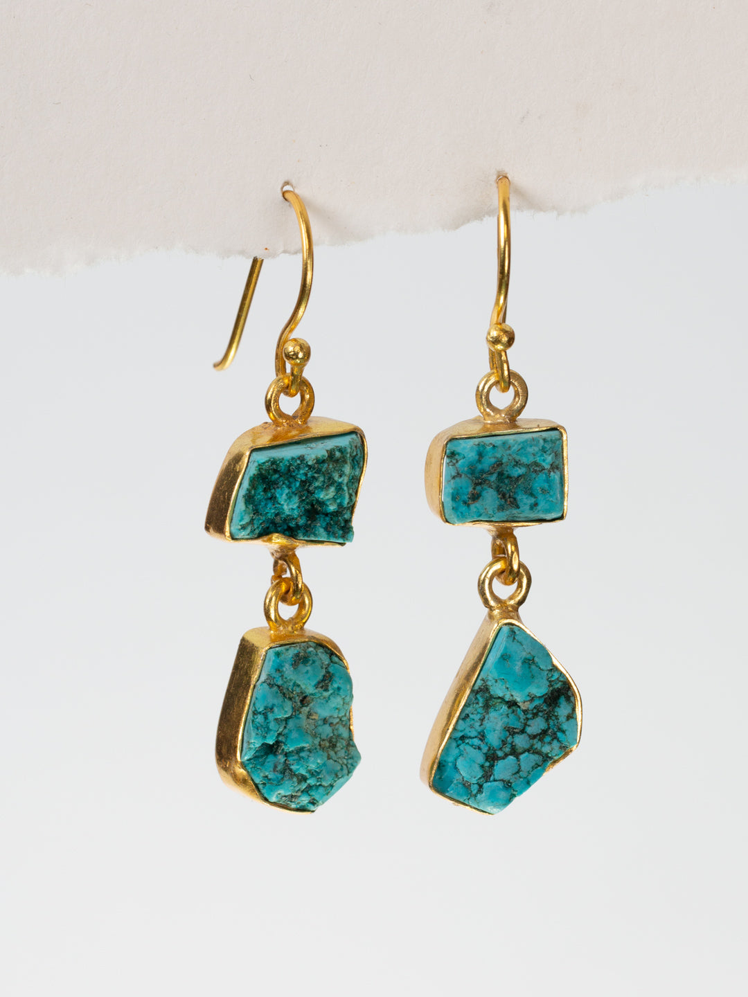 Gold Luxe earrings - Turquoise double drop dangles