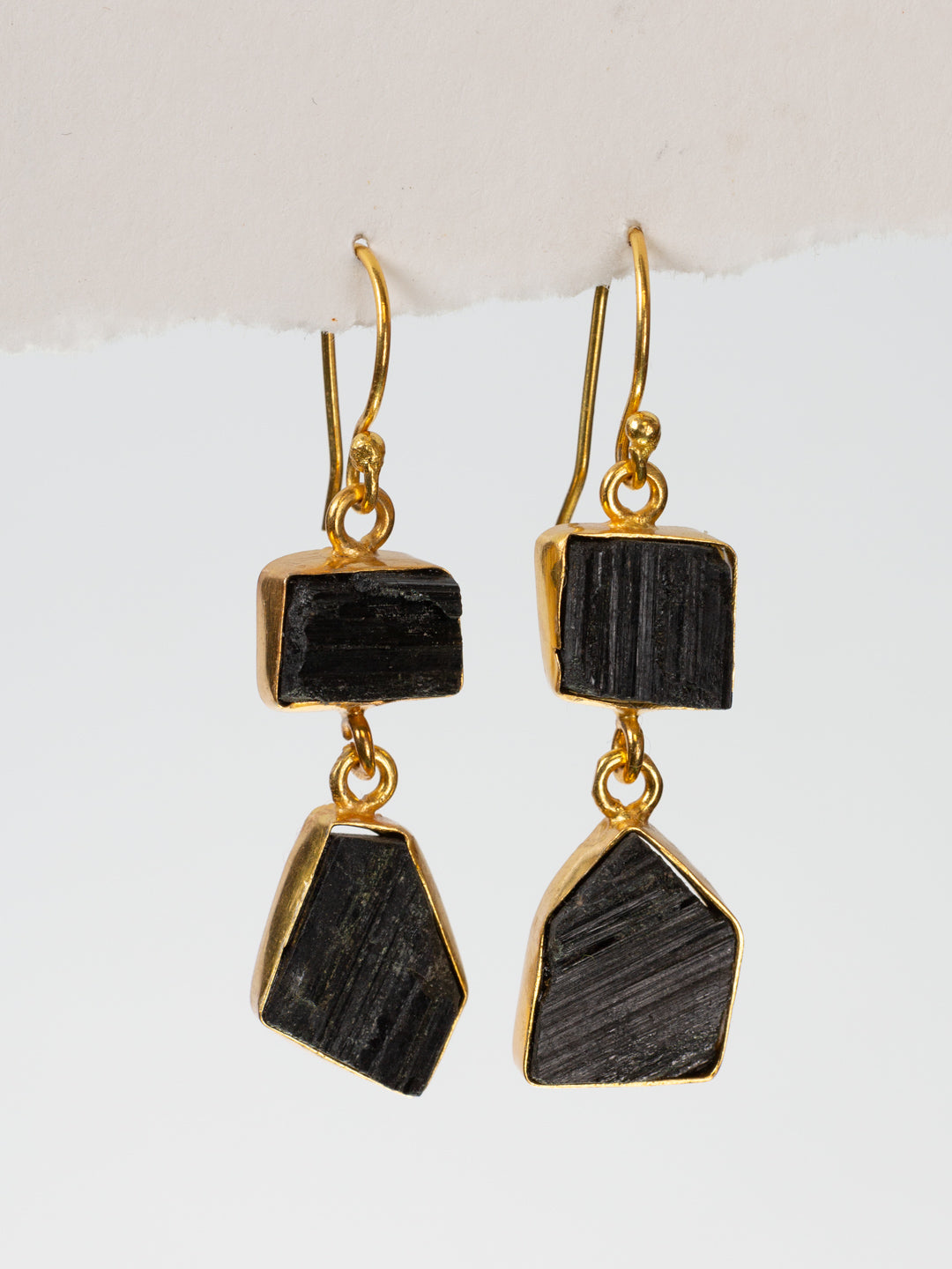 Gold Luxe earrings - Tourmaline double drop dangles