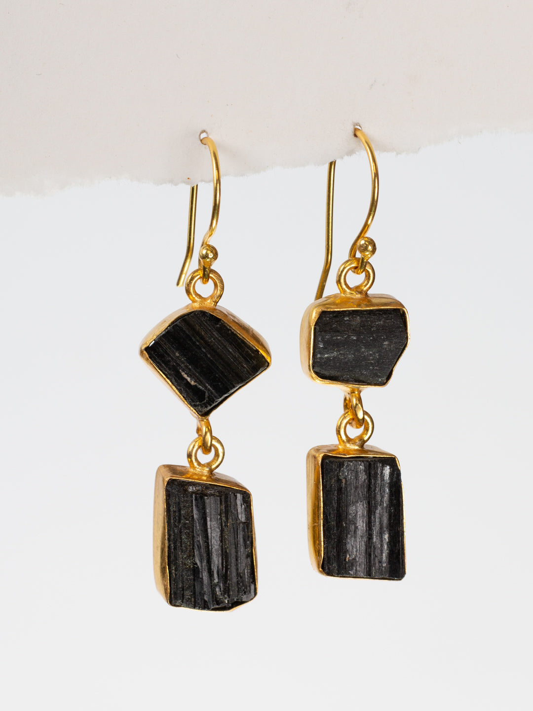 Gold Luxe earrings - Tourmaline double drop dangles