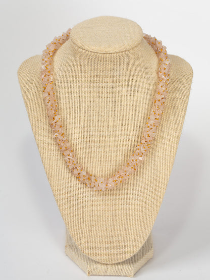 Rose Quartz & Gold Accent Necklace