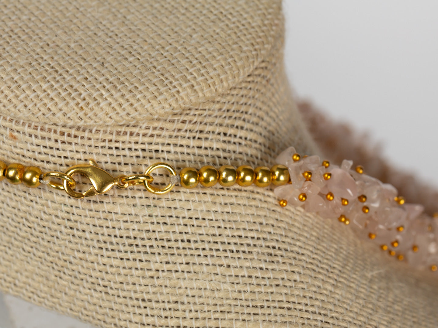 Rose Quartz & Gold Accent Necklace