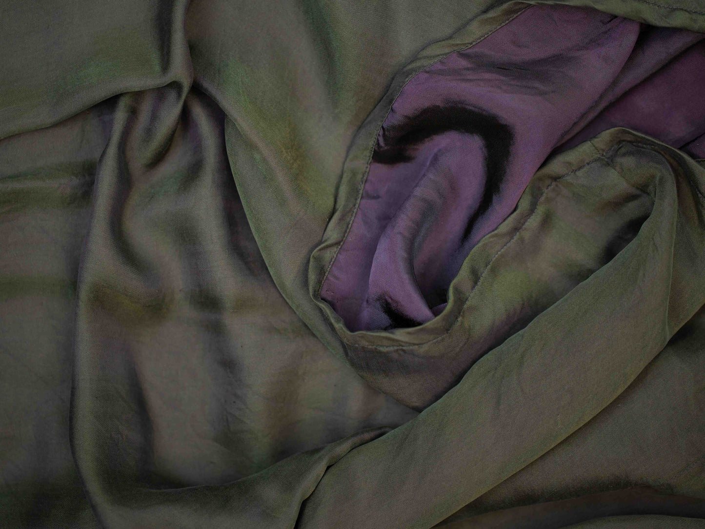 Marilyn Silk Satin Slip Long Dark Olive