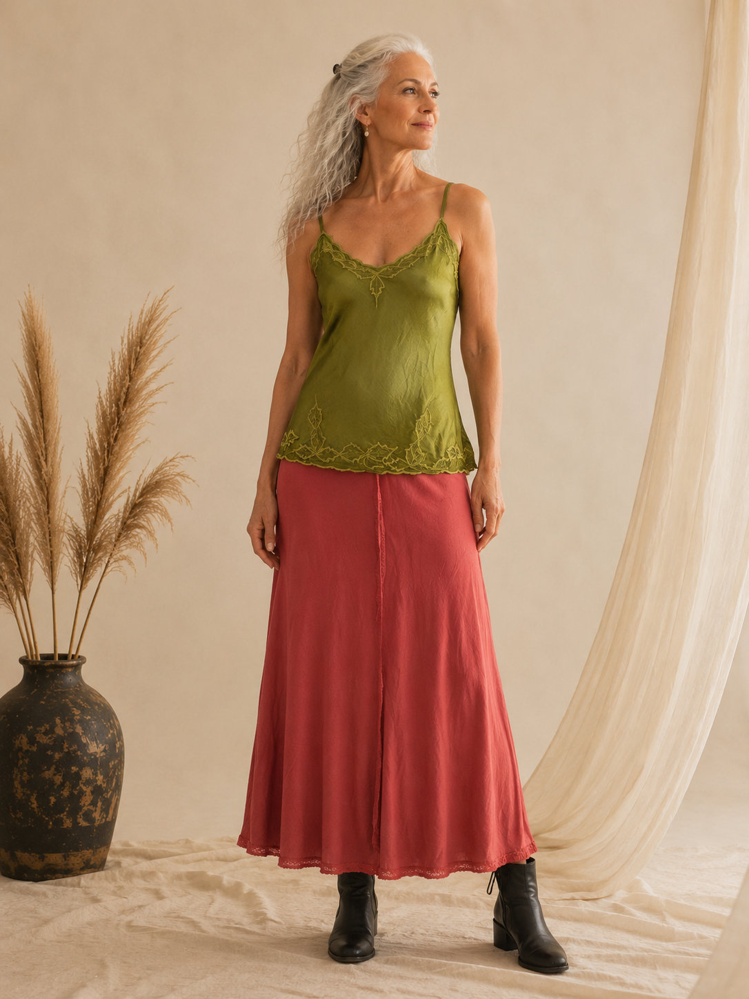 Steph Silk Linen Maxi Skirt