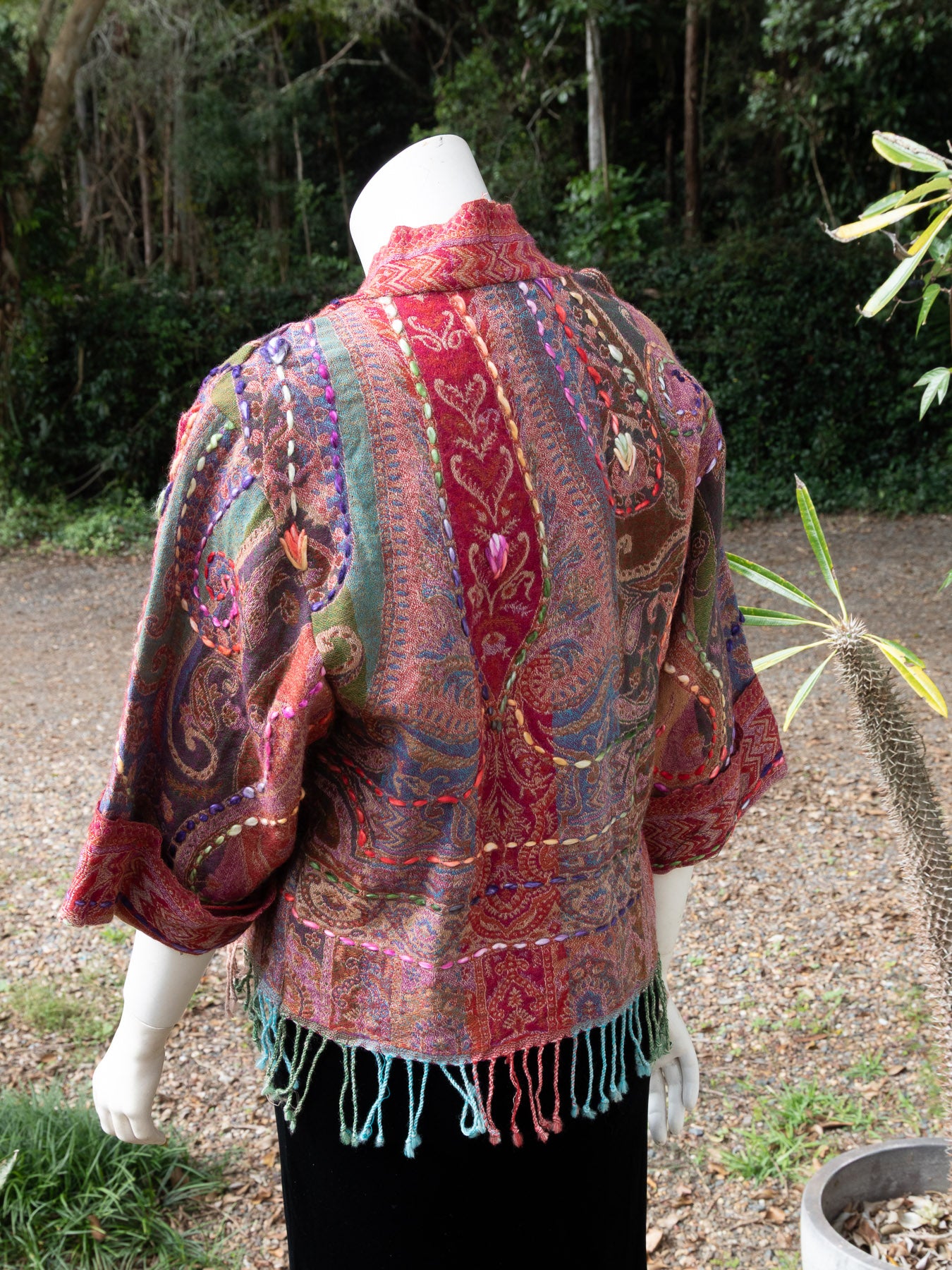 Kashmiri soft fringed wool jacket. Rich and Royal. Size 10