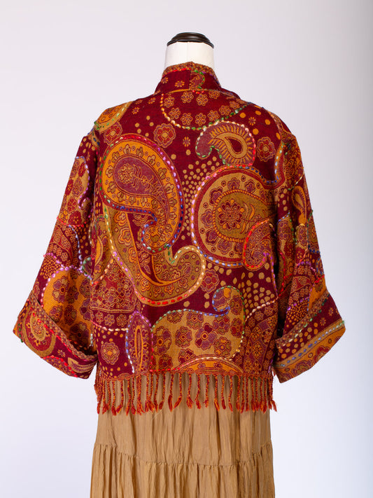 Kashmiri soft fringed wool jacket. Dal Lake Size 14