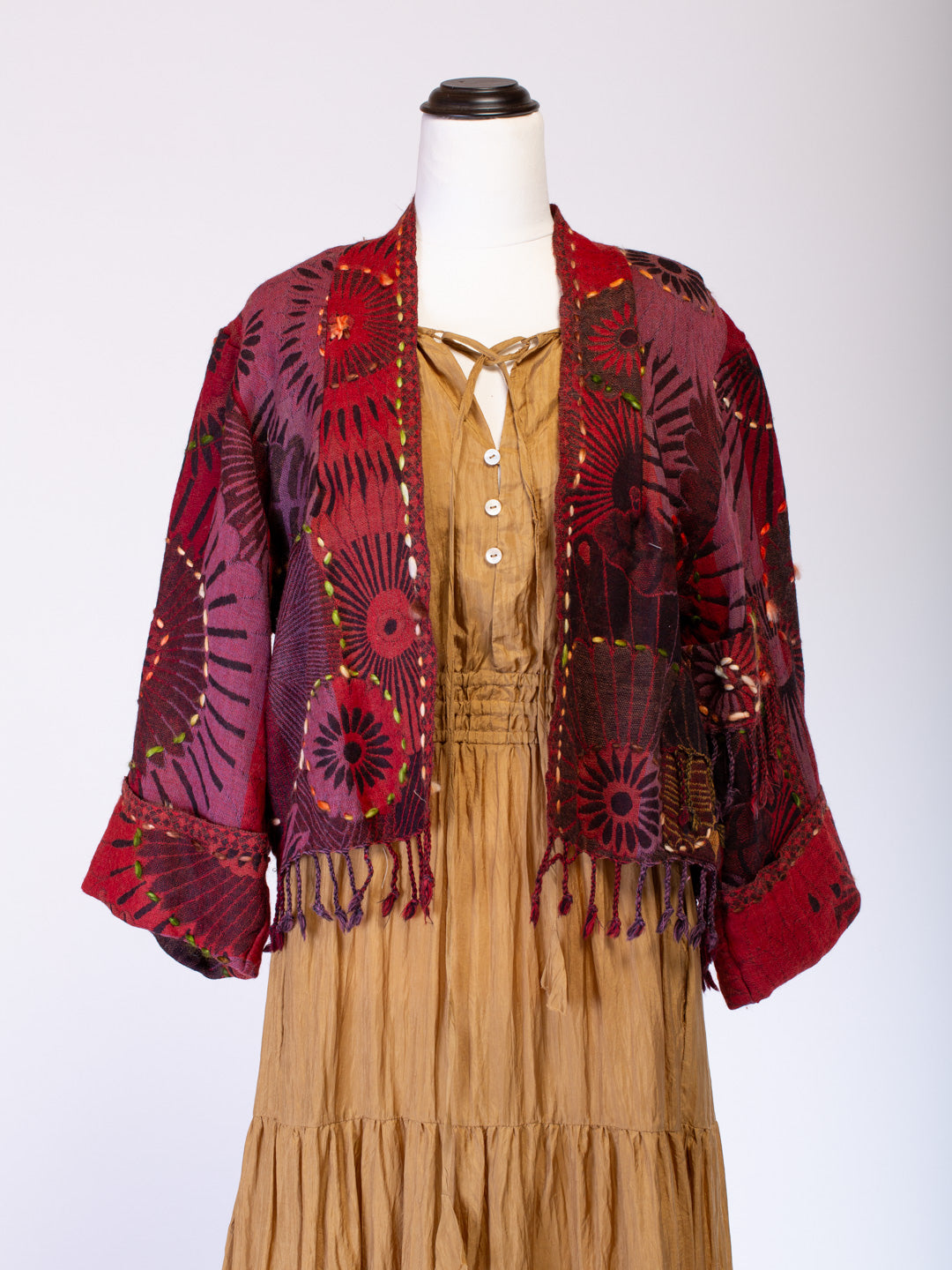 Kashmiri soft fringed wool jacket. Festive Spirit Size 12