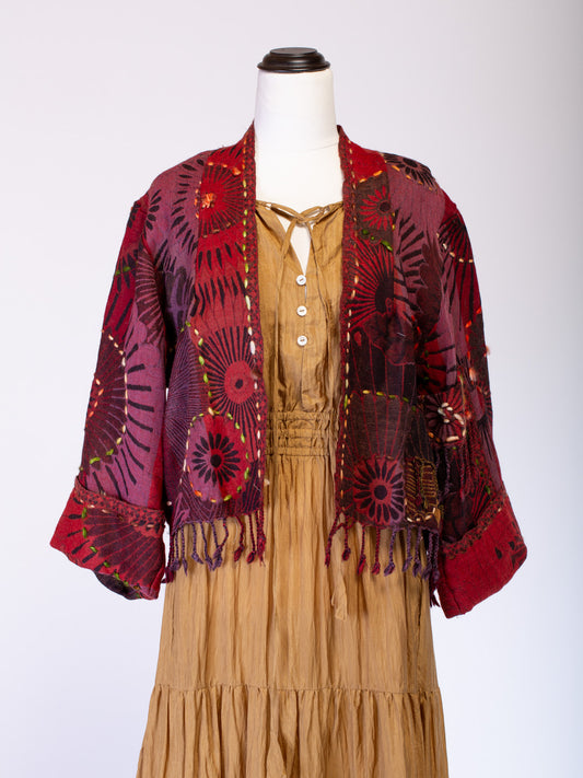 Kashmiri soft fringed wool jacket. Festive Spirit Size 12