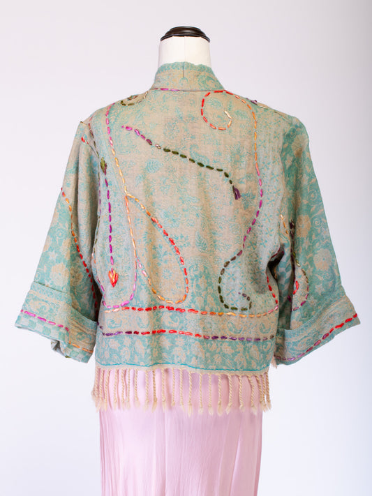 Kashmiri soft fringed wool jacket.  Alchemy Size 12