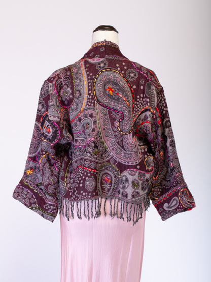 Kashmiri soft fringed wool jacket Turkish Delight. Size 12