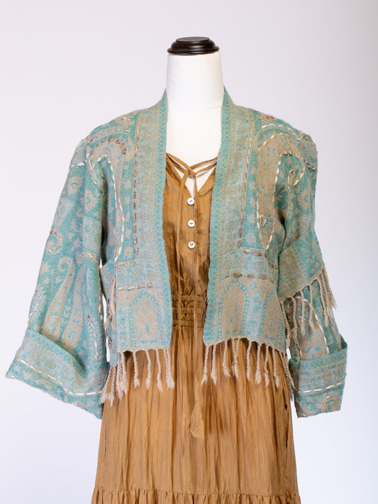 Kashmiri soft fringed wool jacket. Zarafshan Size 10