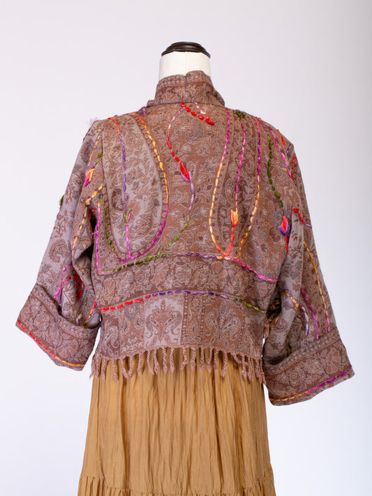 Kashmiri soft fringed wool jacket Moonthread. Size 12