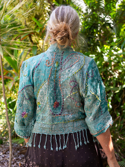Kashmiri soft fringed wool jacket. Zarafshan Size 10