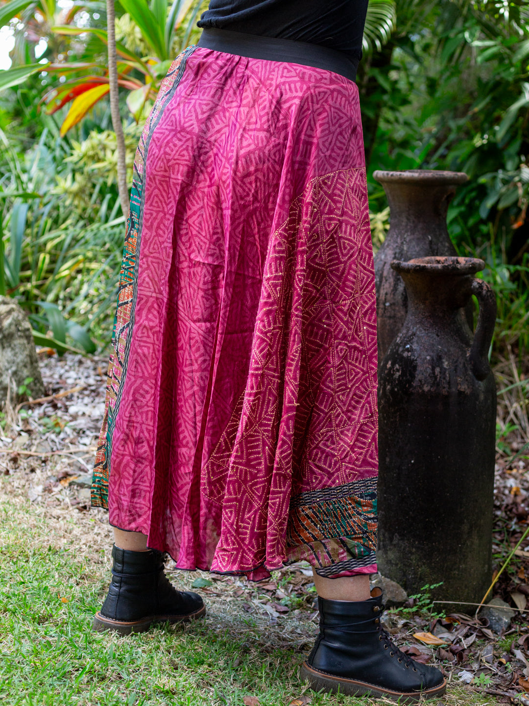 Pure Silk Circle Skirt "Rasberry Jube"