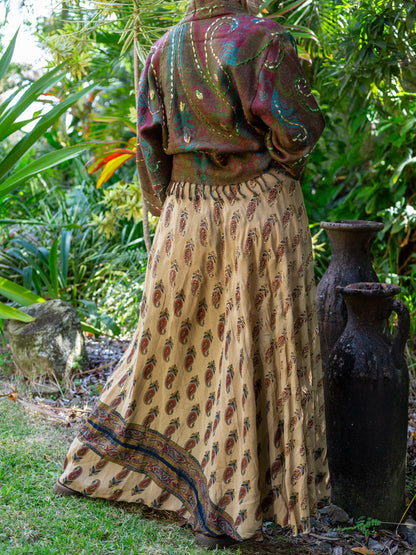 Pure Silk Circle Skirt "Paisley Patches"