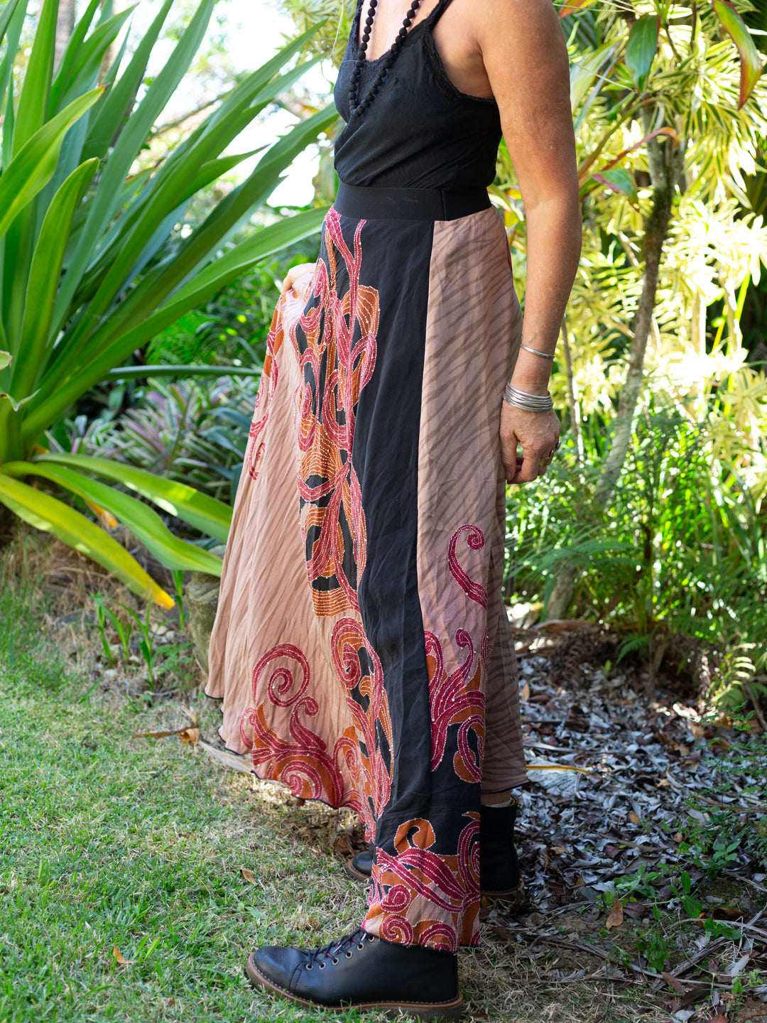 Pure Silk Circle Skirt "Cinnamon Scroll"