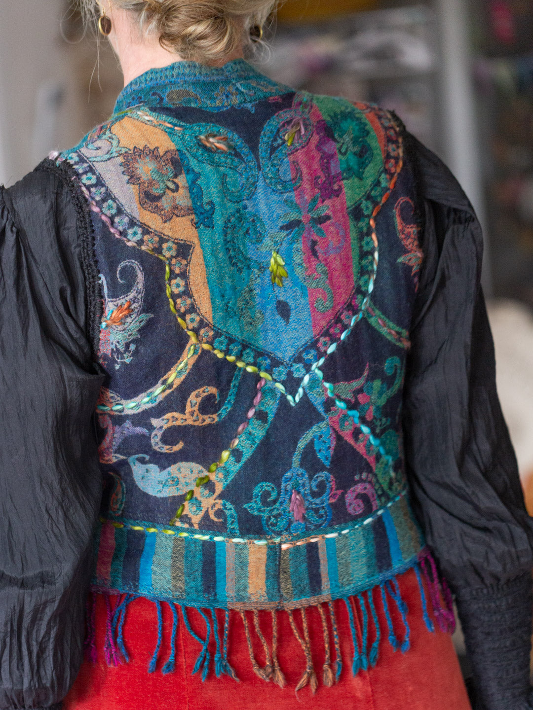 Caravan Wool & Crochet Vest Teal 10