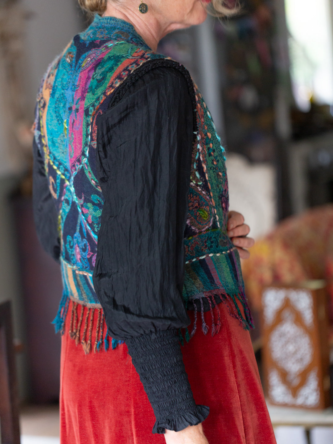Caravan Wool & Crochet Vest Teal 10