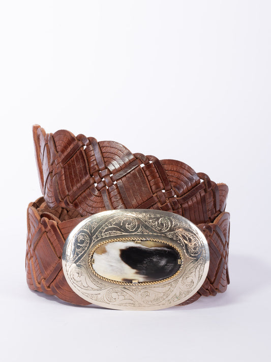 Aziza Wide Belt Bone Filigree Buckle in Tan Aziza Wide Belt Bone Filigree Buckle in Tan