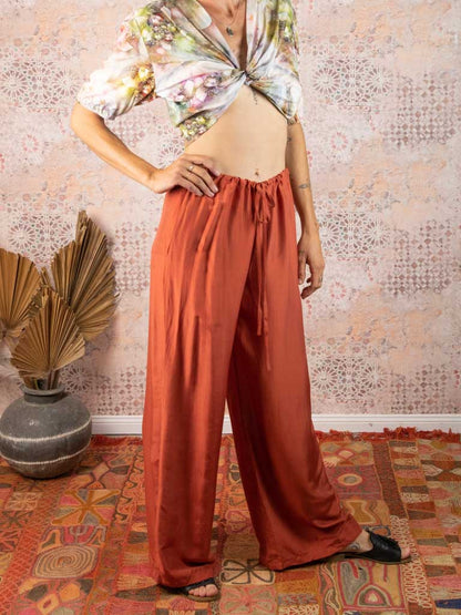 Lounge pants in silk-linen EXTRA LONG