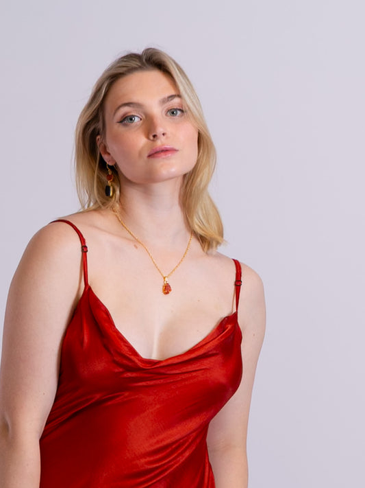 Crystal gold necklace Carnelian