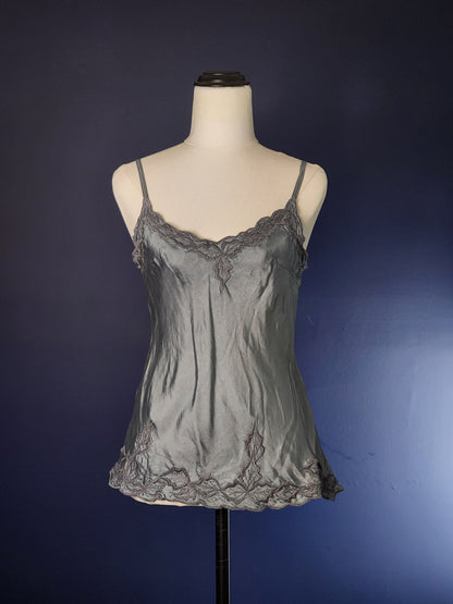 Silk Satin Cami Embroidered Dove