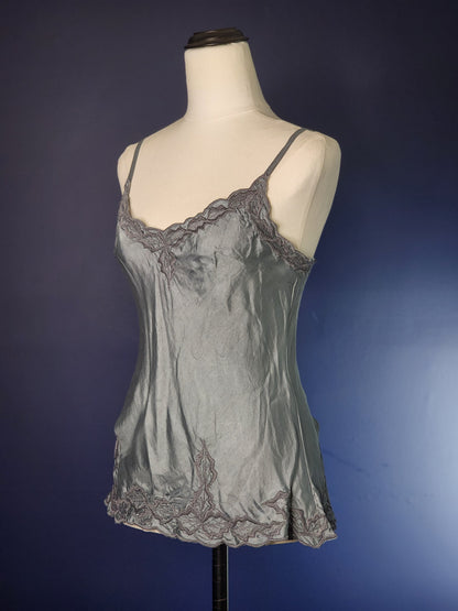 Silk Satin Cami Embroidered Dove