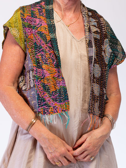 Boho Silk Chic Jacket. Sunset Rainstorm Size 12