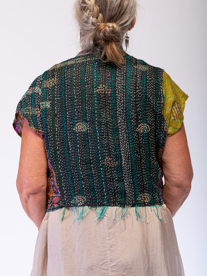 Boho Silk Chic Jacket. Sunset Rainstorm Size 12