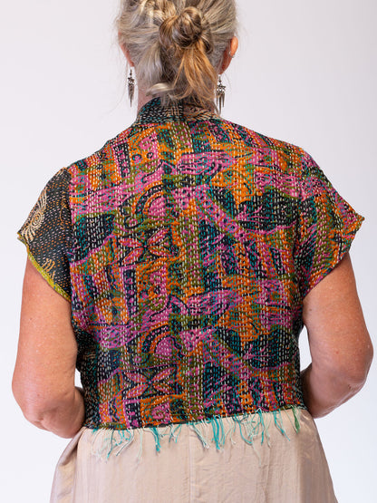 Boho Silk Chic Jacket. Sunset Rainstorm Size 12