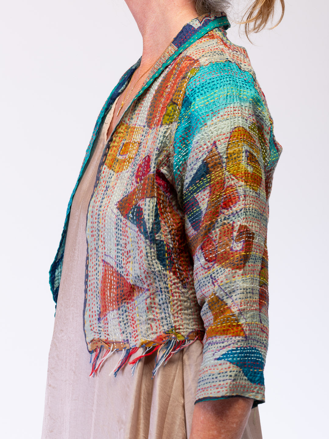 Boho Silk Chic Jacket. Autumn Size 10