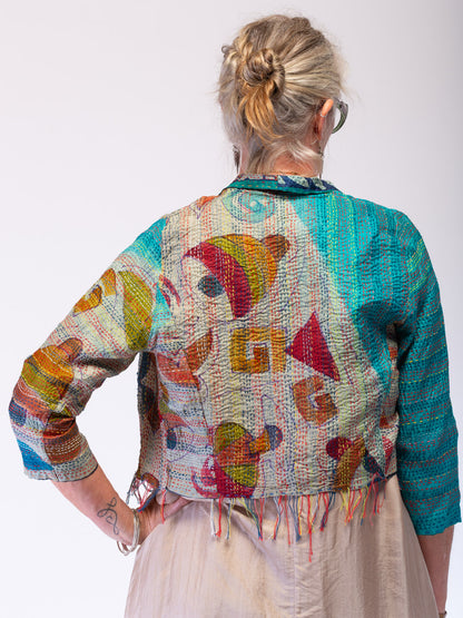 Boho Silk Chic Jacket. Autumn Size 10