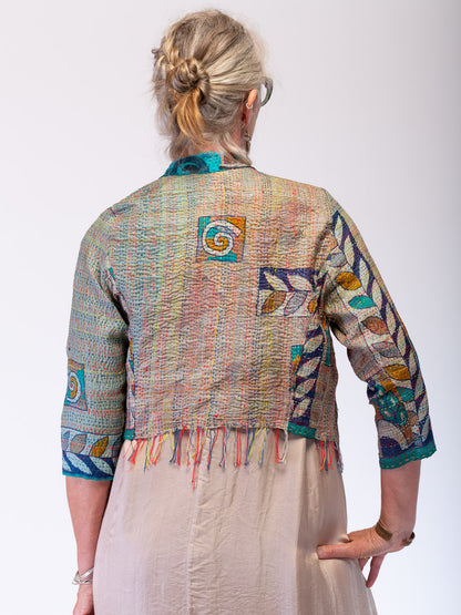 Boho Silk Chic Jacket. Autumn Size 10