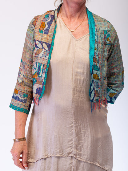 Boho Silk Chic Jacket. Autumn Size 10