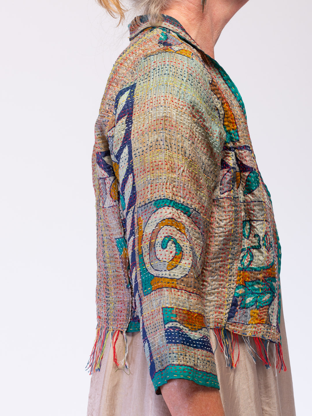 Boho Silk Chic Jacket. Autumn Size 10