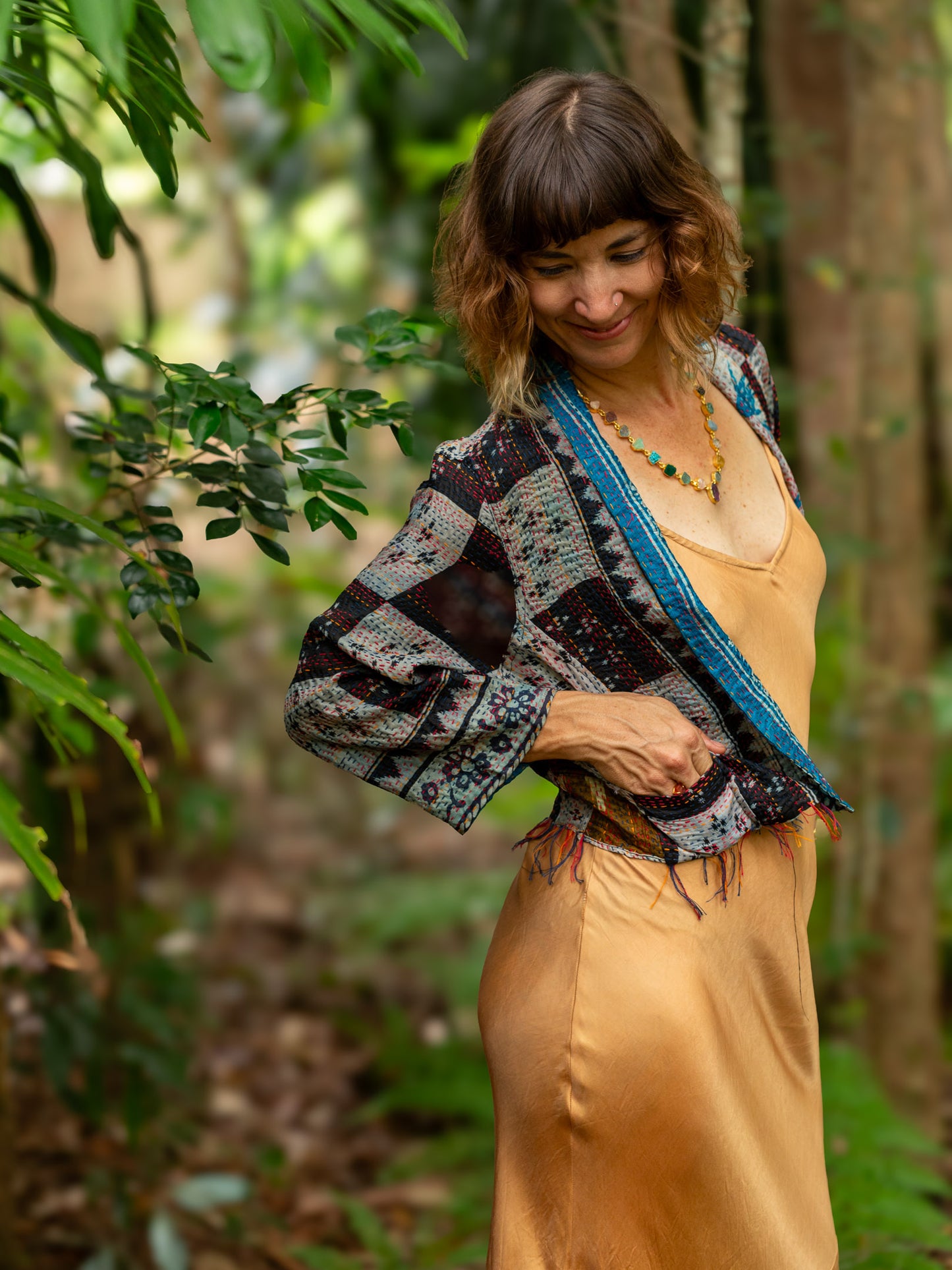 Boho Silk Chic Jacket. Abstract Vibes size 14