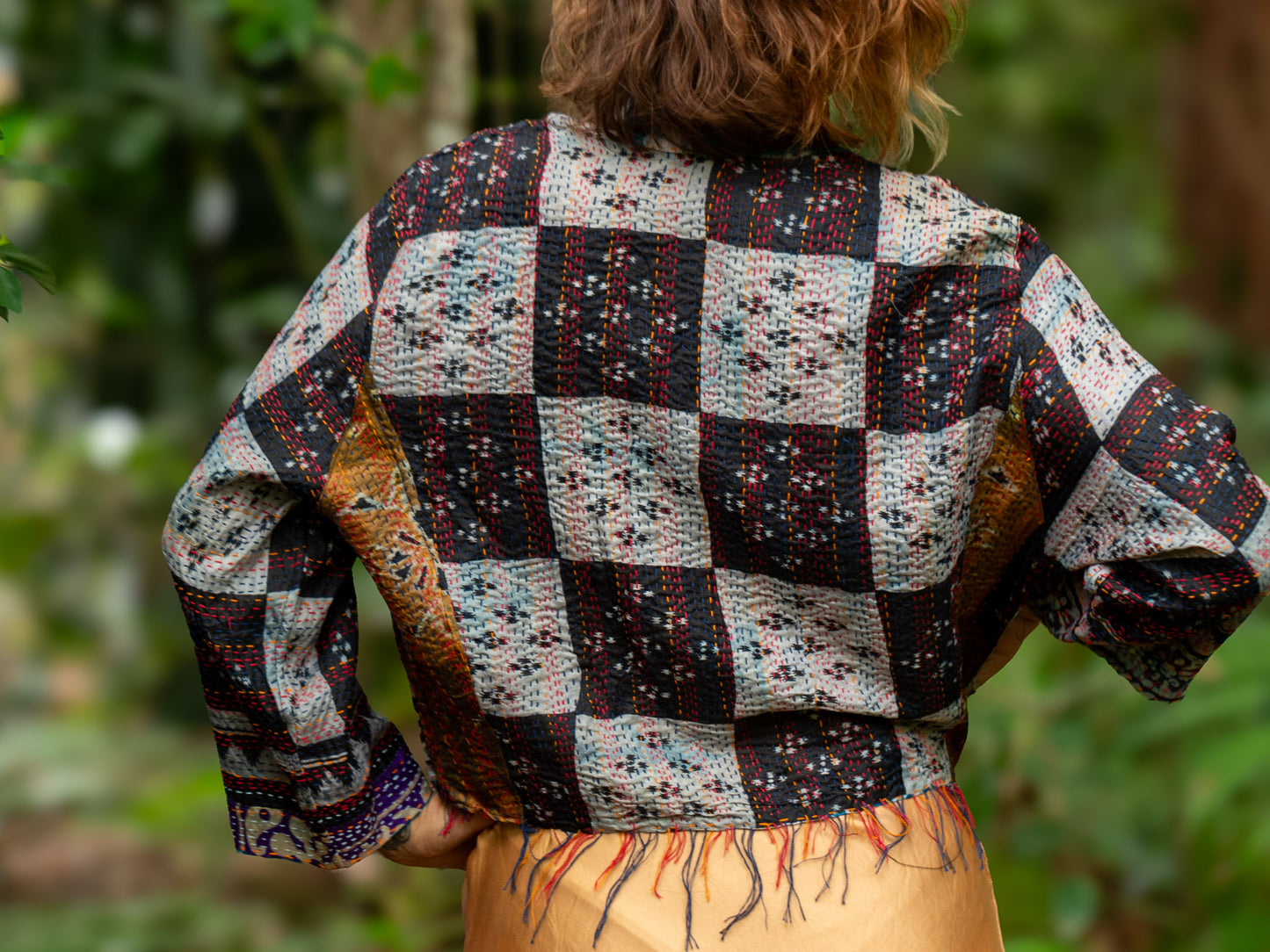 Boho Silk Chic Jacket. Abstract Vibes size 14
