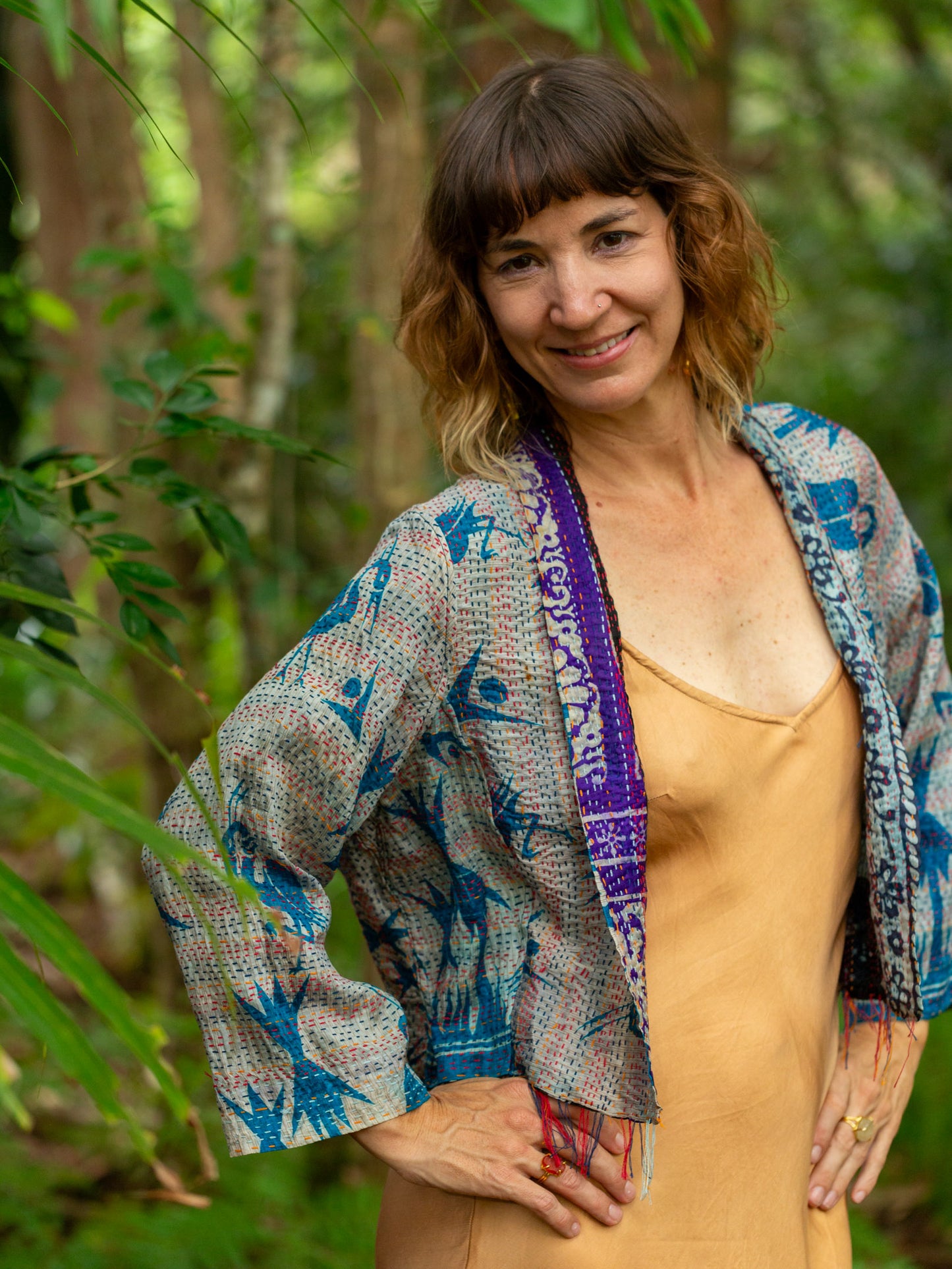 Boho Silk Chic Jacket. Abstract Vibes size 14
