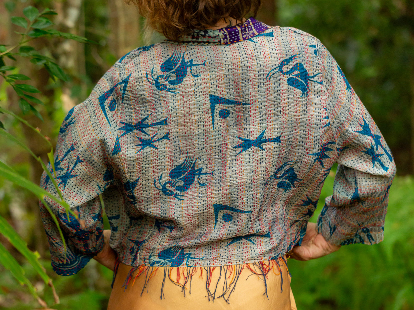 Boho Silk Chic Jacket. Abstract Vibes size 14