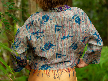Boho Silk Chic Jacket. Abstract Vibes size 14