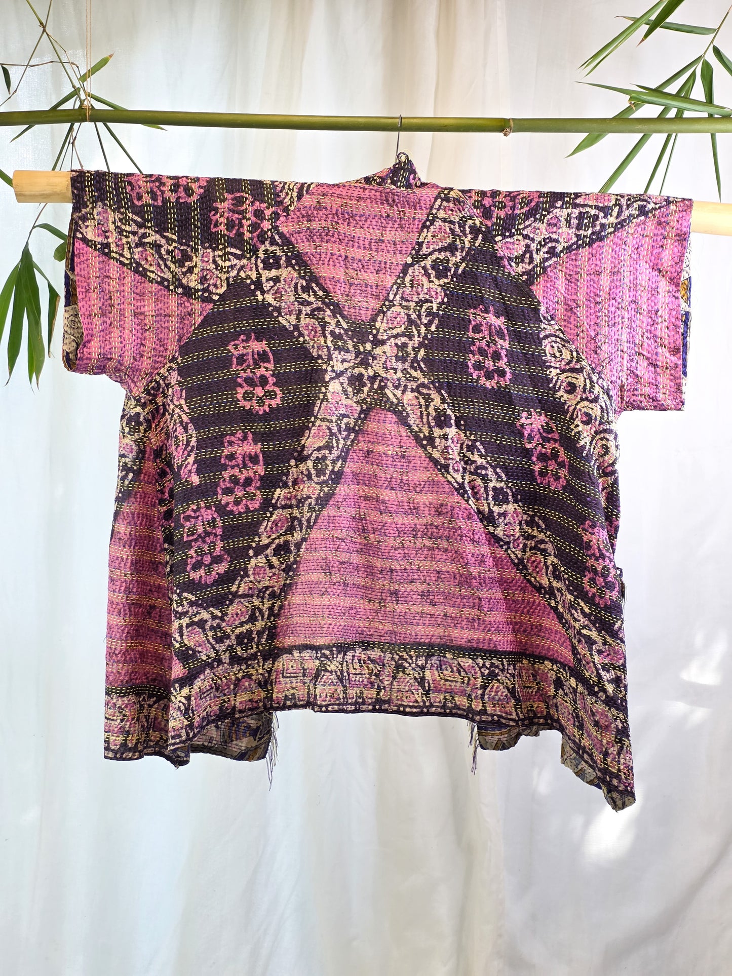 Dramatic Encounters — Reversible Silk Kantha Kimono