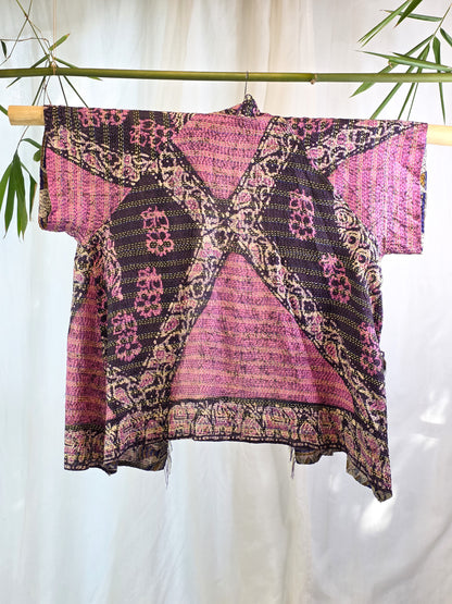 Dramatic Encounters — Reversible Silk Kantha Kimono