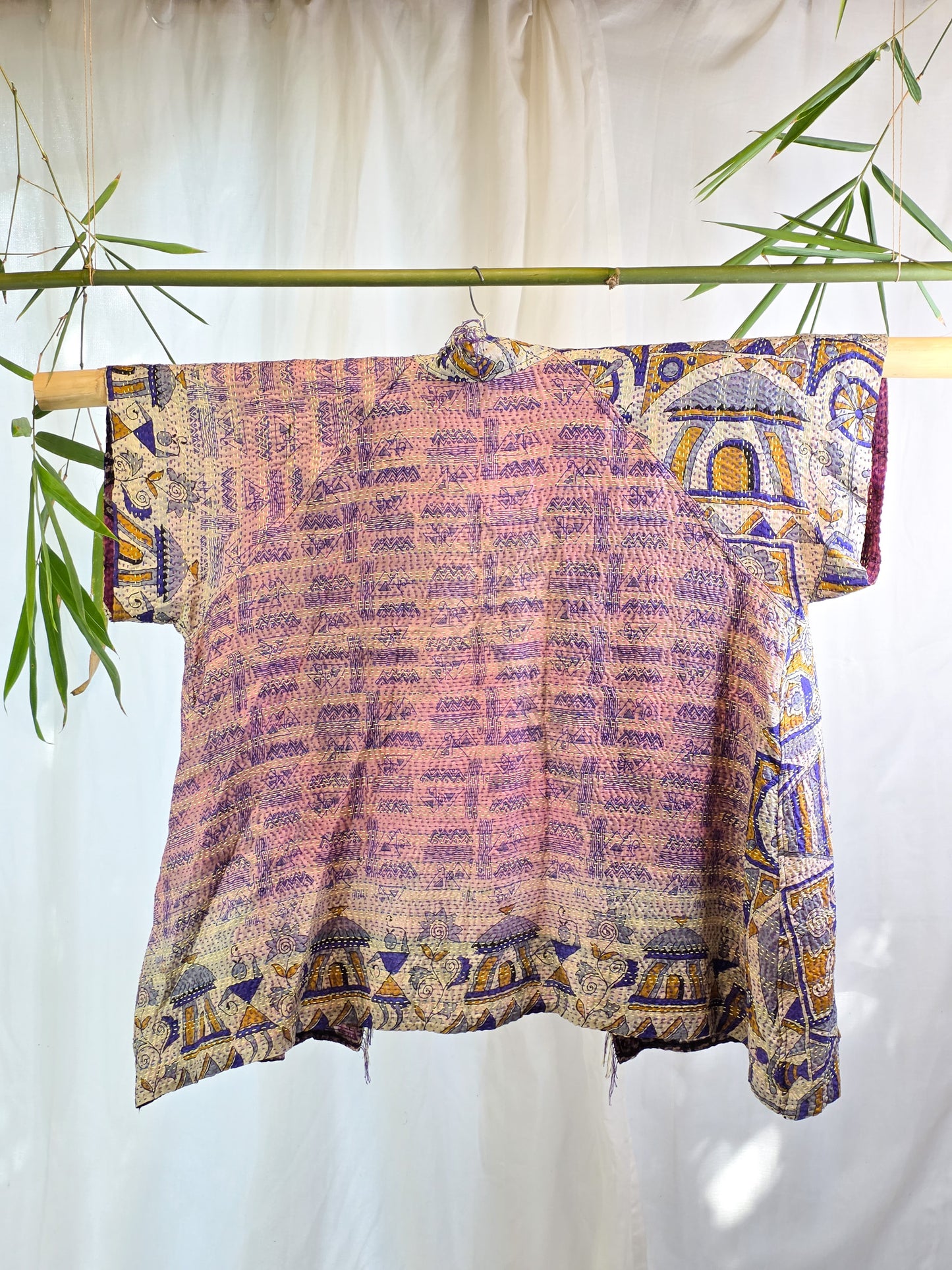 Dramatic Encounters — Reversible Silk Kantha Kimono