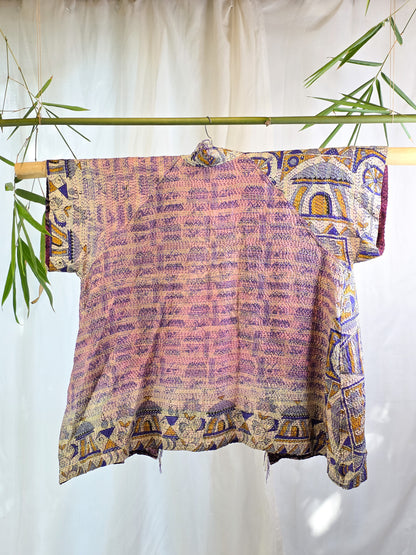 Dramatic Encounters — Reversible Silk Kantha Kimono