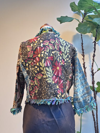 Posh & Patch Silk Collage Midnight Jacket Size 14