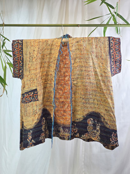 Ocean Divination — Reversible Silk Kantha Kimono