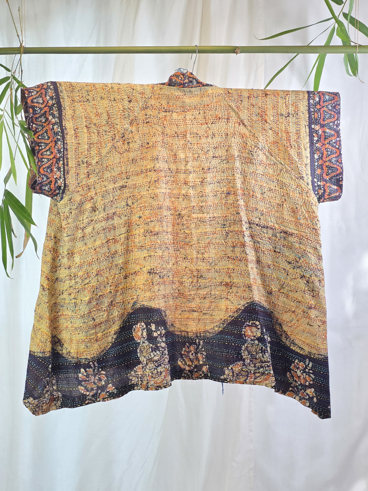 Ocean Divination — Reversible Silk Kantha Kimono