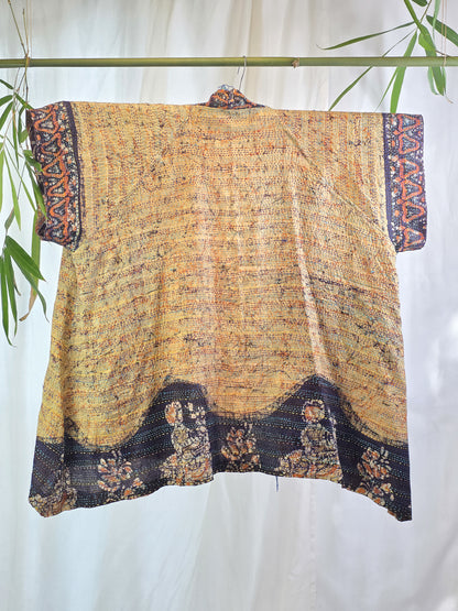 Ocean Divination — Reversible Silk Kantha Kimono