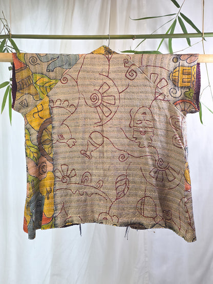 Sweet Optimism — Reversible Silk Kantha Kimono