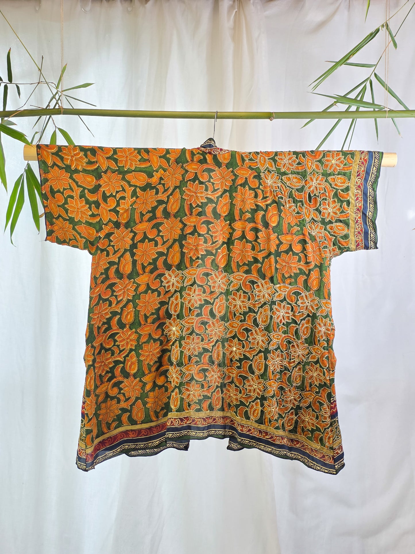 Little Girl Found Silk Crepe Kimono - Forest Jewel