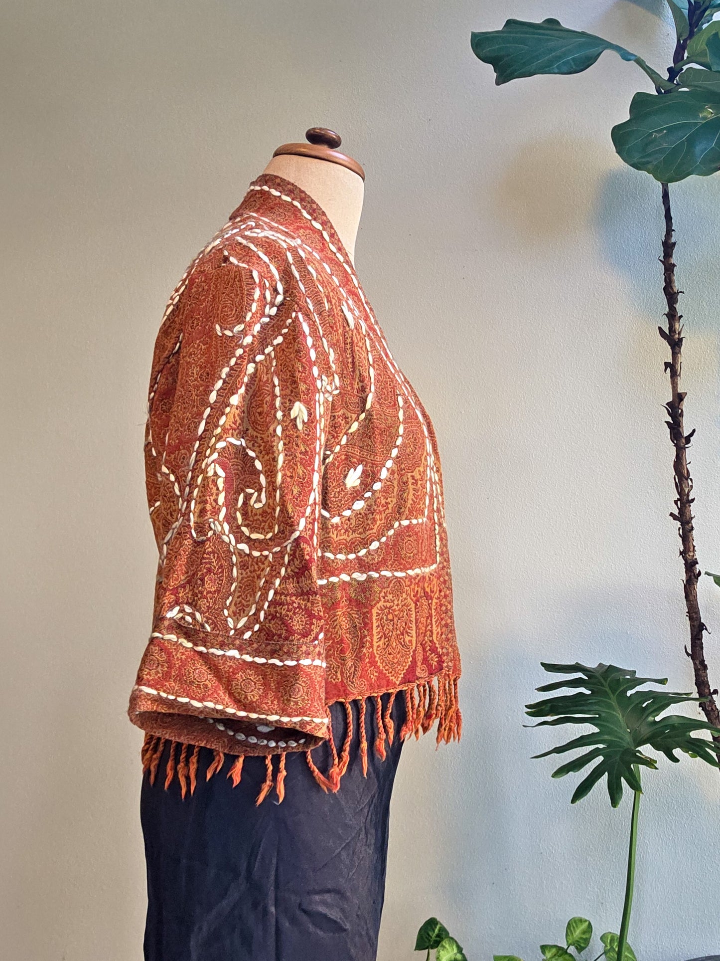 Kashmiri soft fringed wool jacket. Dal Lake Size 14
